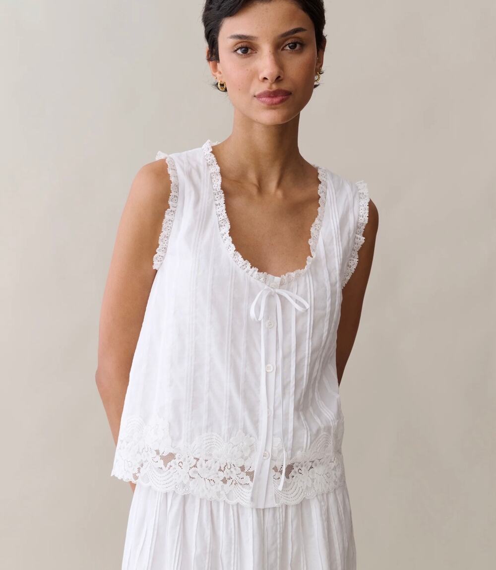 Few Moda sorella Vanya Cotton Top white $197 Sz XS